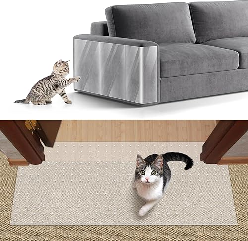 Protector de alfombra de gato de 3.6 x 1.2 pies, tapón de plástico duradero para alfombras, ampliamente uso, uñas antideslizantes transparentes para
