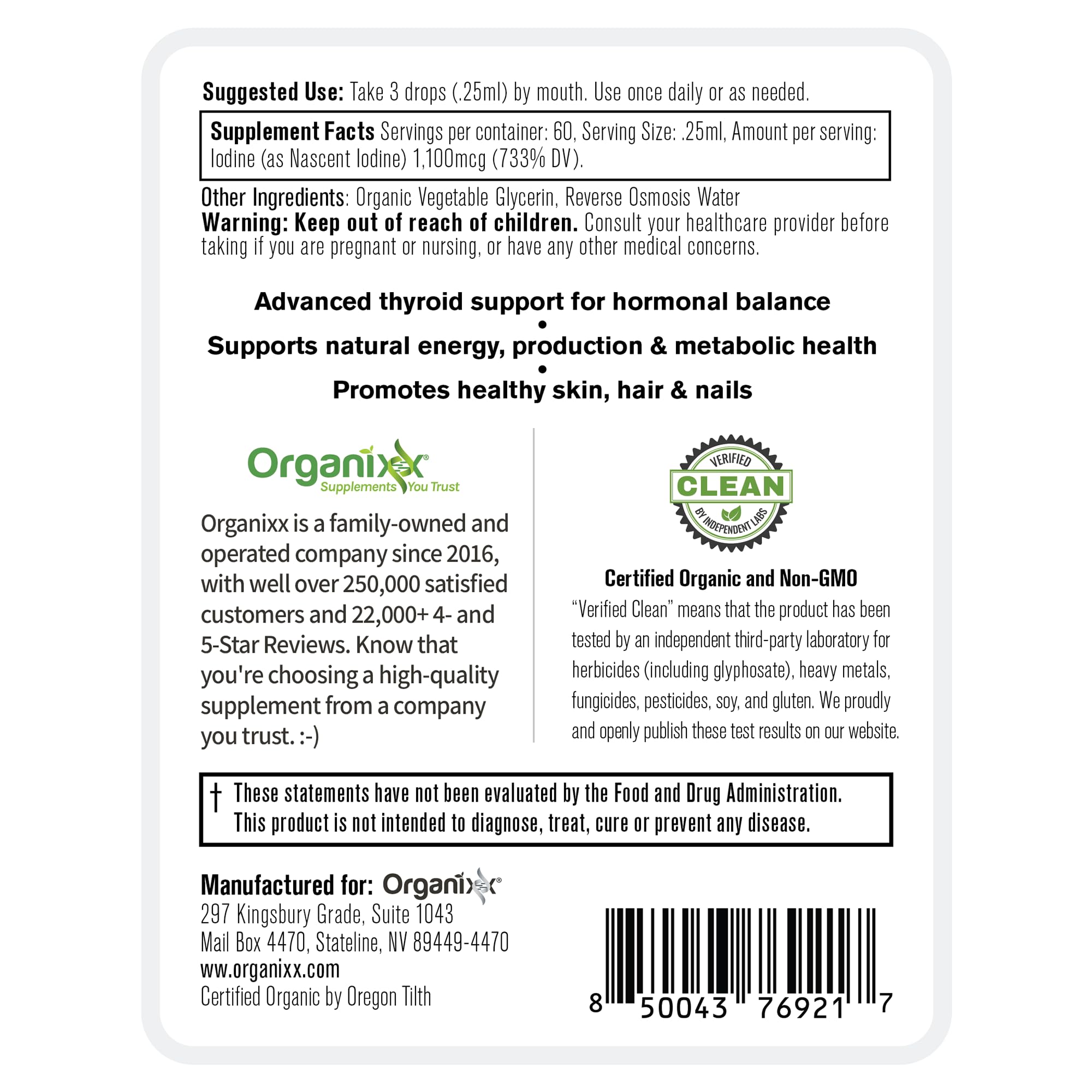 Organixx Organic Nascent Iodine Liquid Drops, Vegan, 60 Servings — Amazon image 9