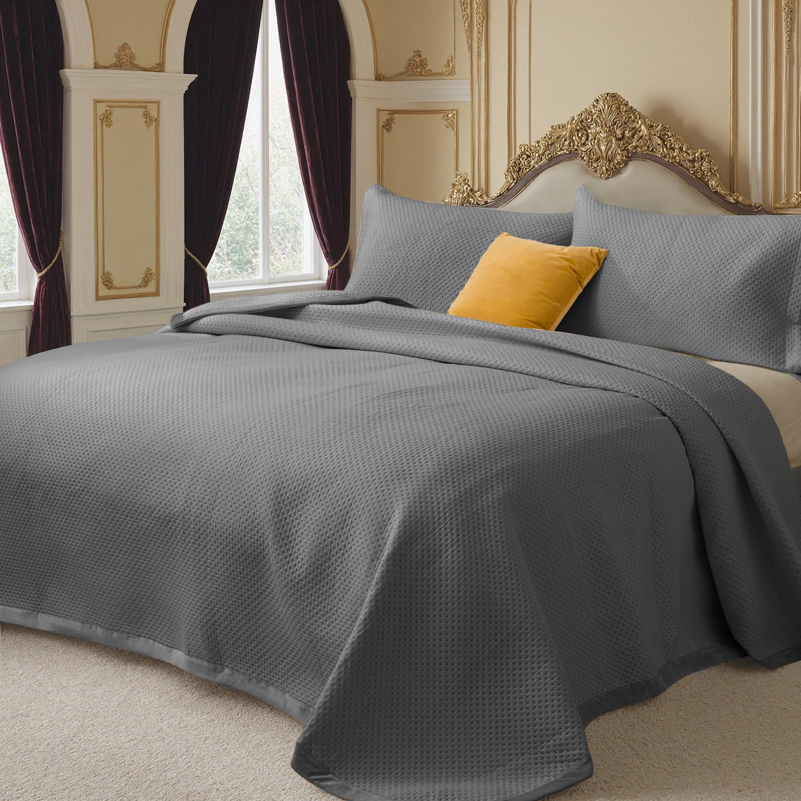 OKYUK Luxury Bedspreads King Size- Reversible Bed Throw King Size with Ultrasonic Quilting