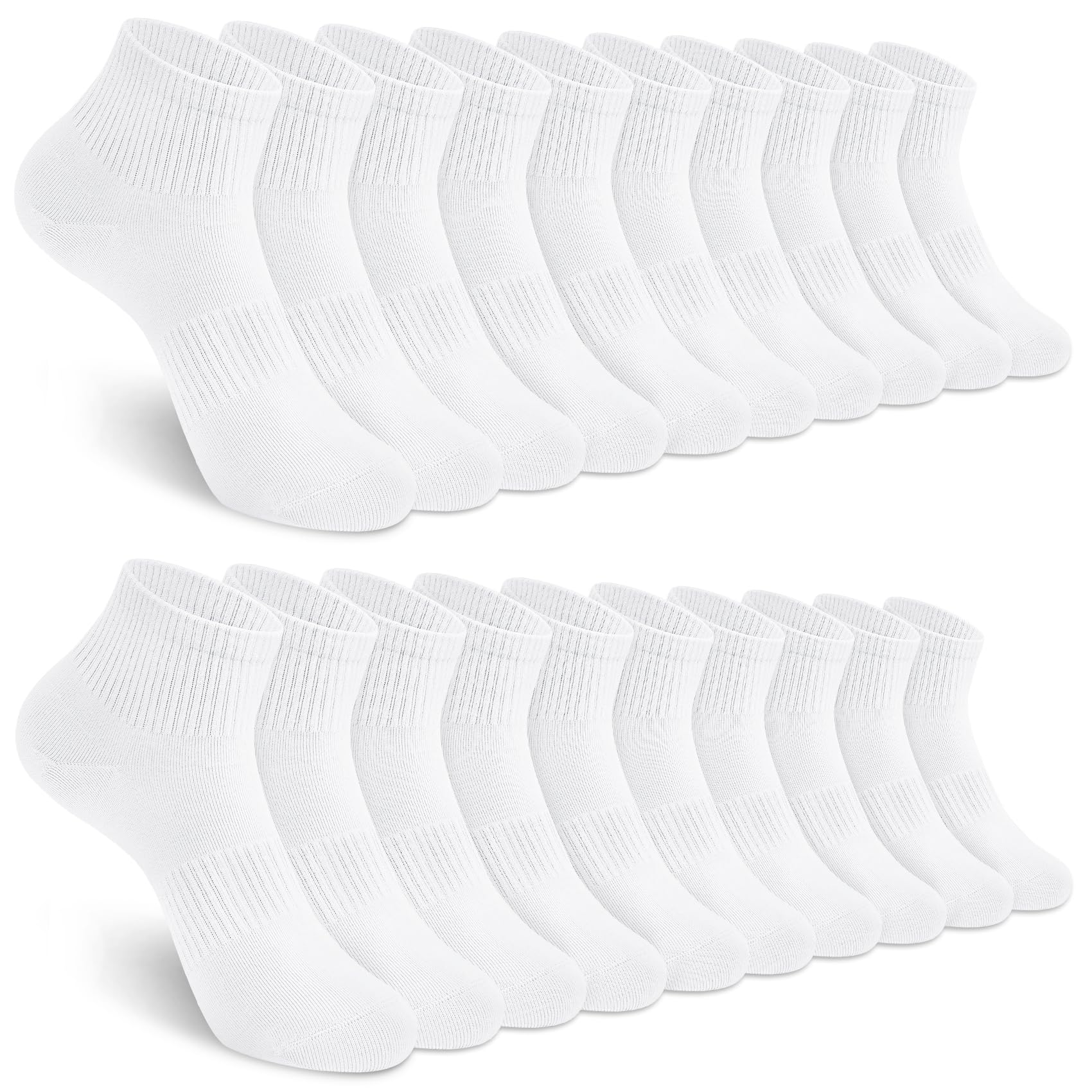 Tialfas Sneaker Socken Damen 39-42, 10 Paar Baumwolle Sportsocken Herren Unisex Sneakersocken Ankle Laufsocken Atmungsaktive Socken Schwarz Weiß Grau für Damen Herren