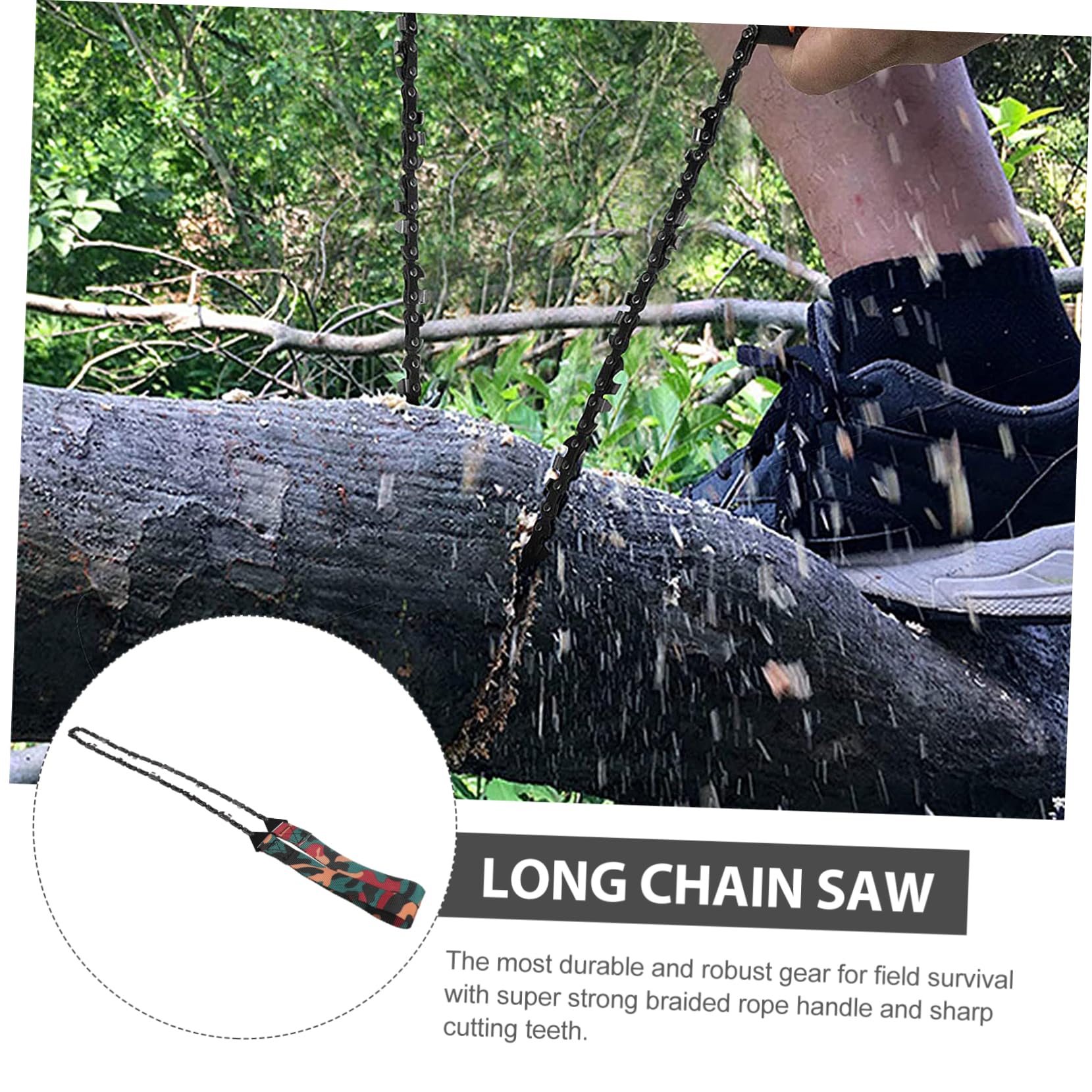 TOYANDONA 2 Pièces Scie à Chaîne Manuelle Pliante Corde Tressée pour Camping et Randonnée Outil de Jardinage et Pratique