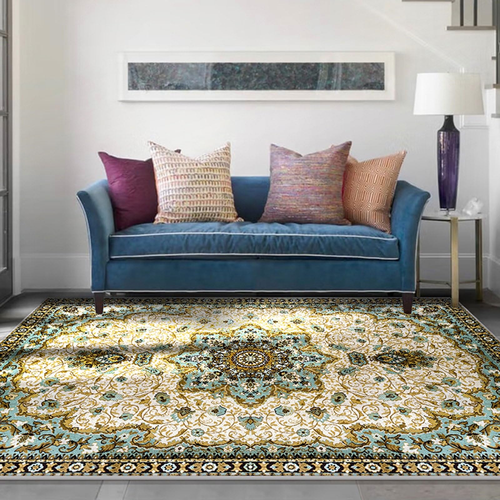Tappeto lavabile in lavatrice, per soggiorno e camera da letto, decorazione naturale, 240 x 300 cm, per sala da pranzo, elegante tappeto per interni di casa