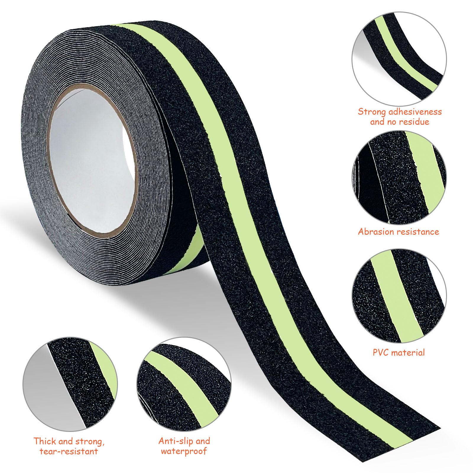 Ruban Adhésif Antidérapant Fluorescent Qui Brille Dans Le Noir - Bande Lumineuse Autocollante - Étanche - Pour Escaliers, Murs