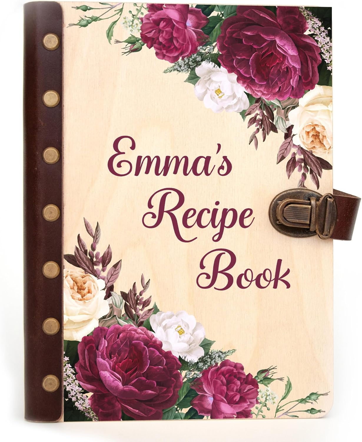 Wooden Blank Recipe Book Binder - Personalized Recipe Book - Family Cookbook - Birthday, Christmas Gifts for Daughter, Sister, Girlfriend, Mom - Customized Recipe Journal with Name