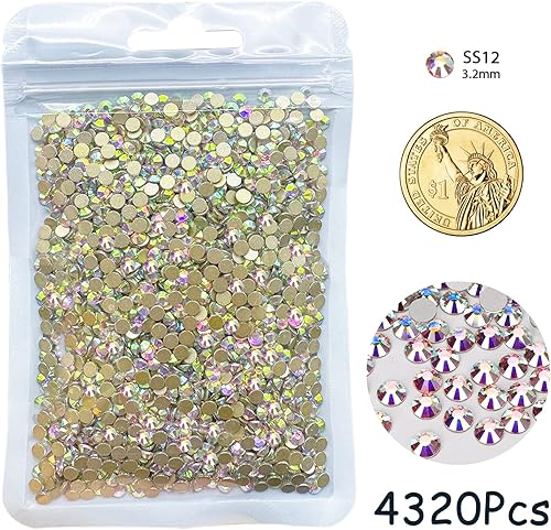 Miniatura 9 de 4320 diamantes de imitación SS6 con parte trasera plana para manualidades, gemas blancas transparentes para manualidades, cristales de uñas,