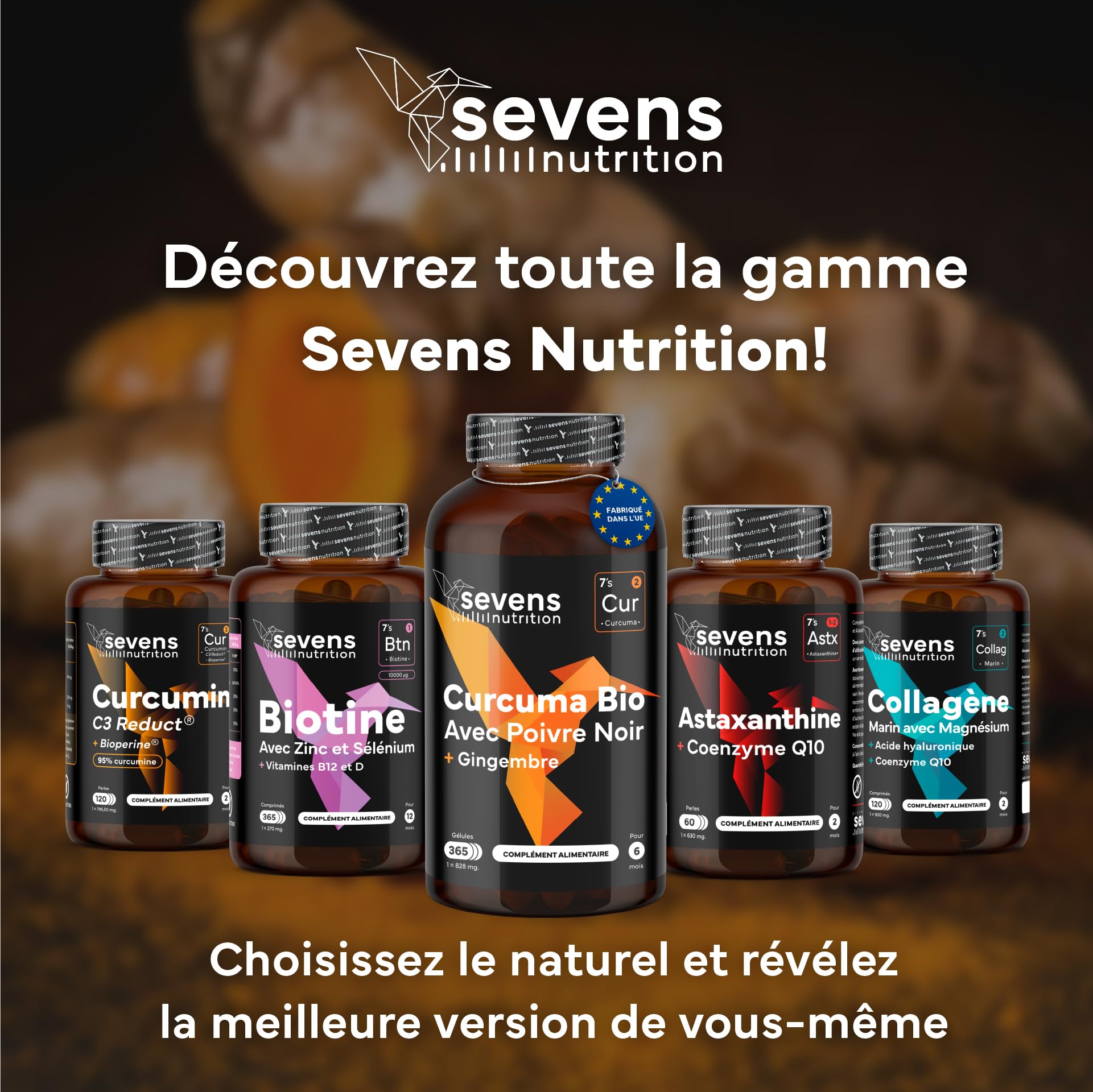 Curcumine C3 Reduct® avec BioPerine 95% – Curcuma Premium avec Huile d’Olive et MCT – 120 Softgels – Puissant Anti Inflammatoire Antioxydant Naturel Haute Absorption – Sevens