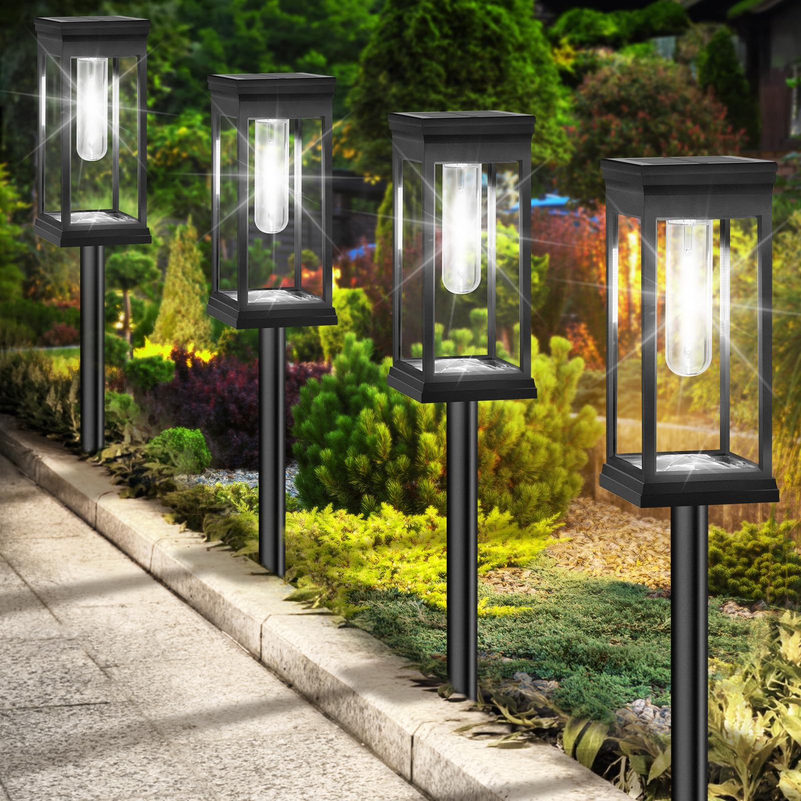 BesLowe Upgraded Solar Pathway Lights Outdoor 8-Pack Large LED Solar Light Outdoor Waterproof Super Bright Outside Lights for