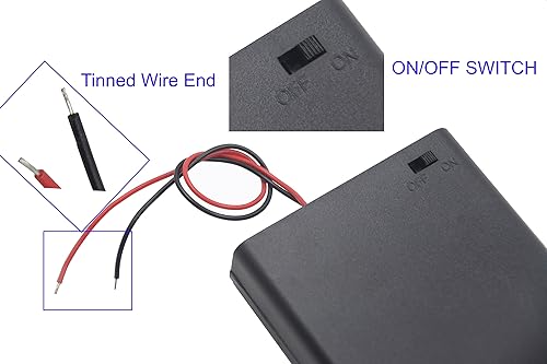 Miniatura 3 de LAMPVPATH Paquete de 3 4 soportes de batería AA con interruptor, soporte de batería de 6 V con interruptor, 4 soportes de batería AA de 1.5 V con