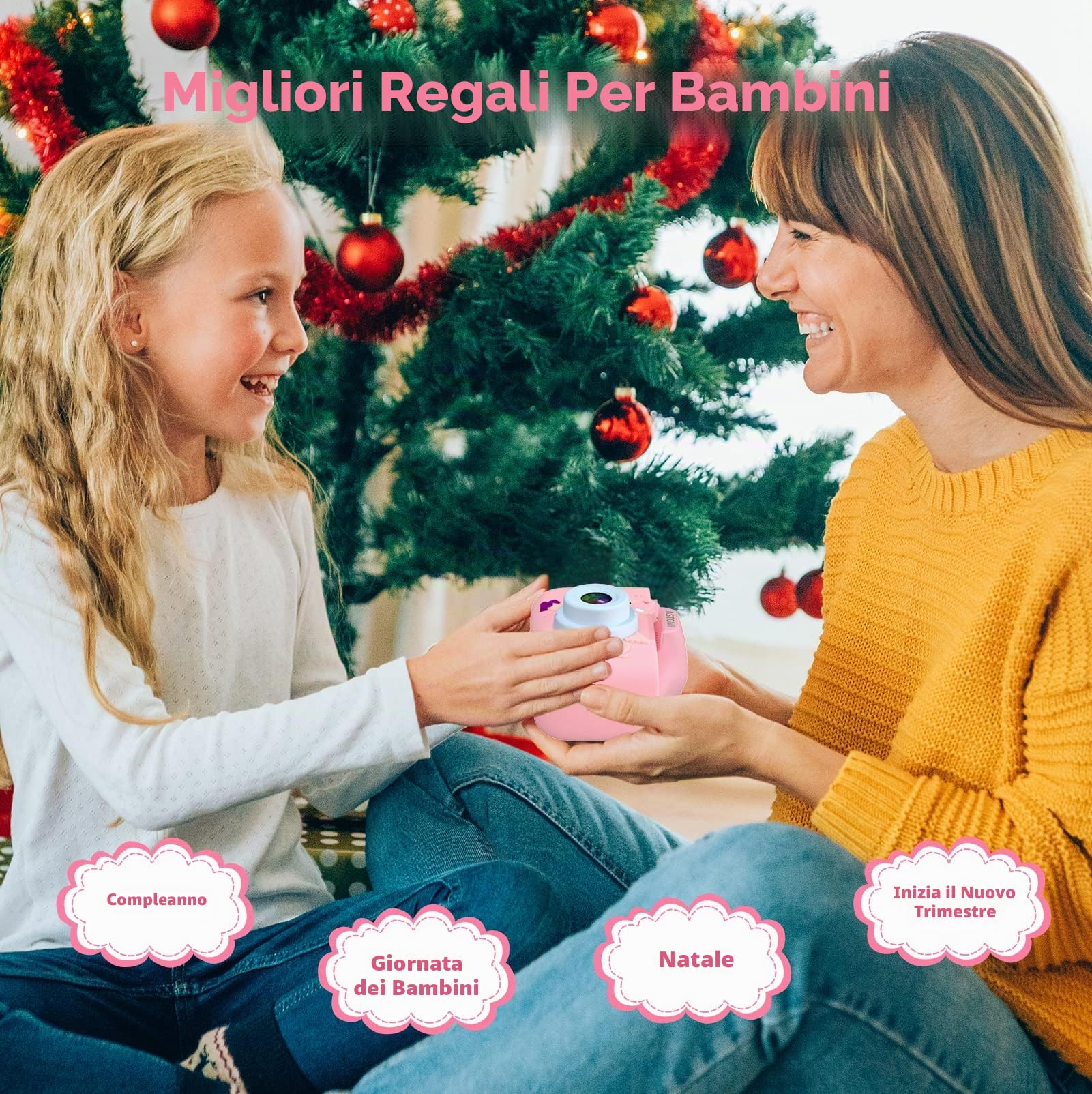 ASTGMI Macchina Fotografica Bambini, 12MP Mini Ricaricabile Fotocamera Digitale Bambina Videocamera Regalo per Ragazze Ragazzi 3-10 Anni, con Scheda 32 GB, Regali Giocattolo di Natale & Compleanno