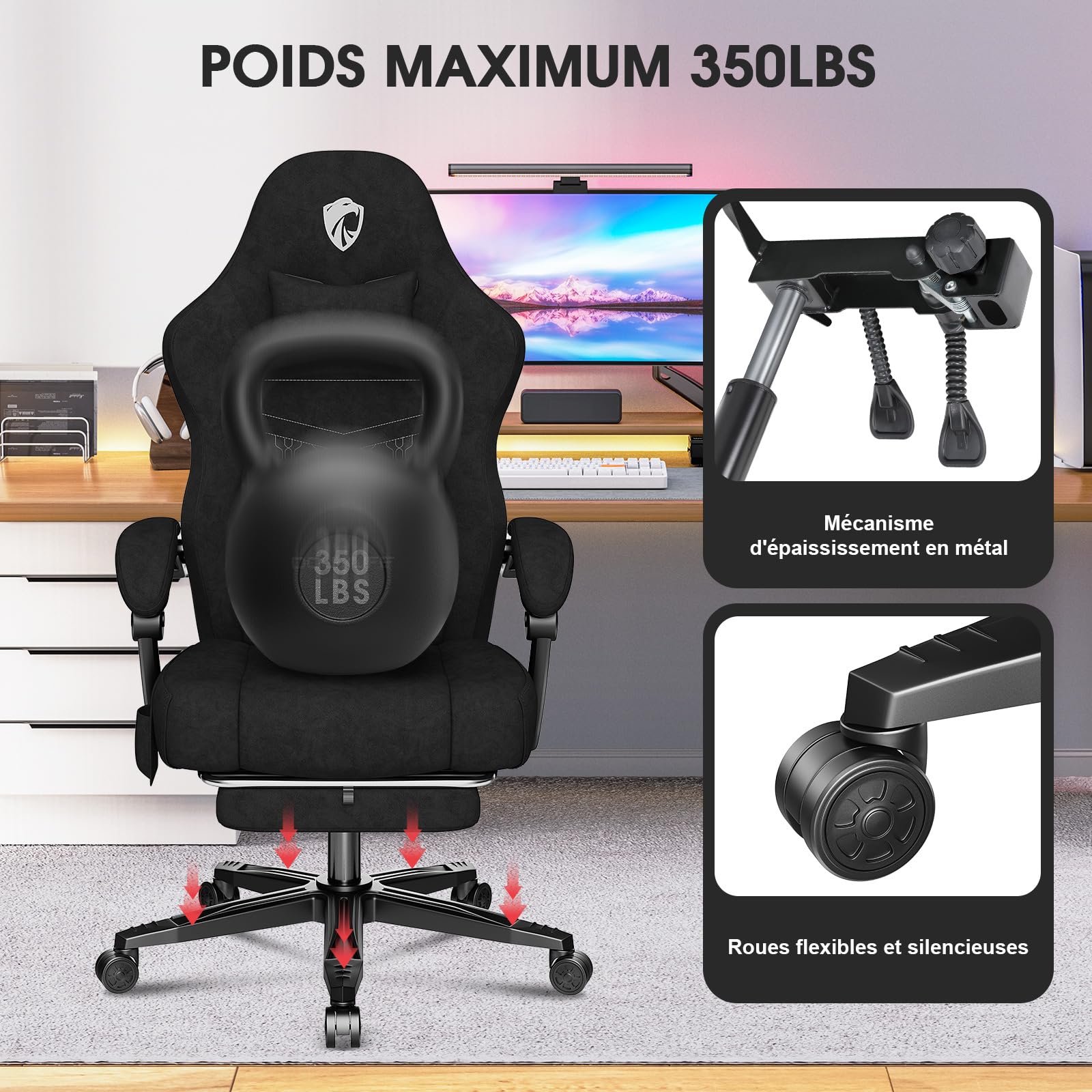 Douxlife Chaise Gaming Ergonomique avec Massage Chaise de Bureau