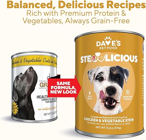 Miniatura 2 de Dave's Pet Food Stewlicious - Alimento húmedo para perros sin granos (pollo y verduras en salsa), fabricado en Estados Unidos naturalmente