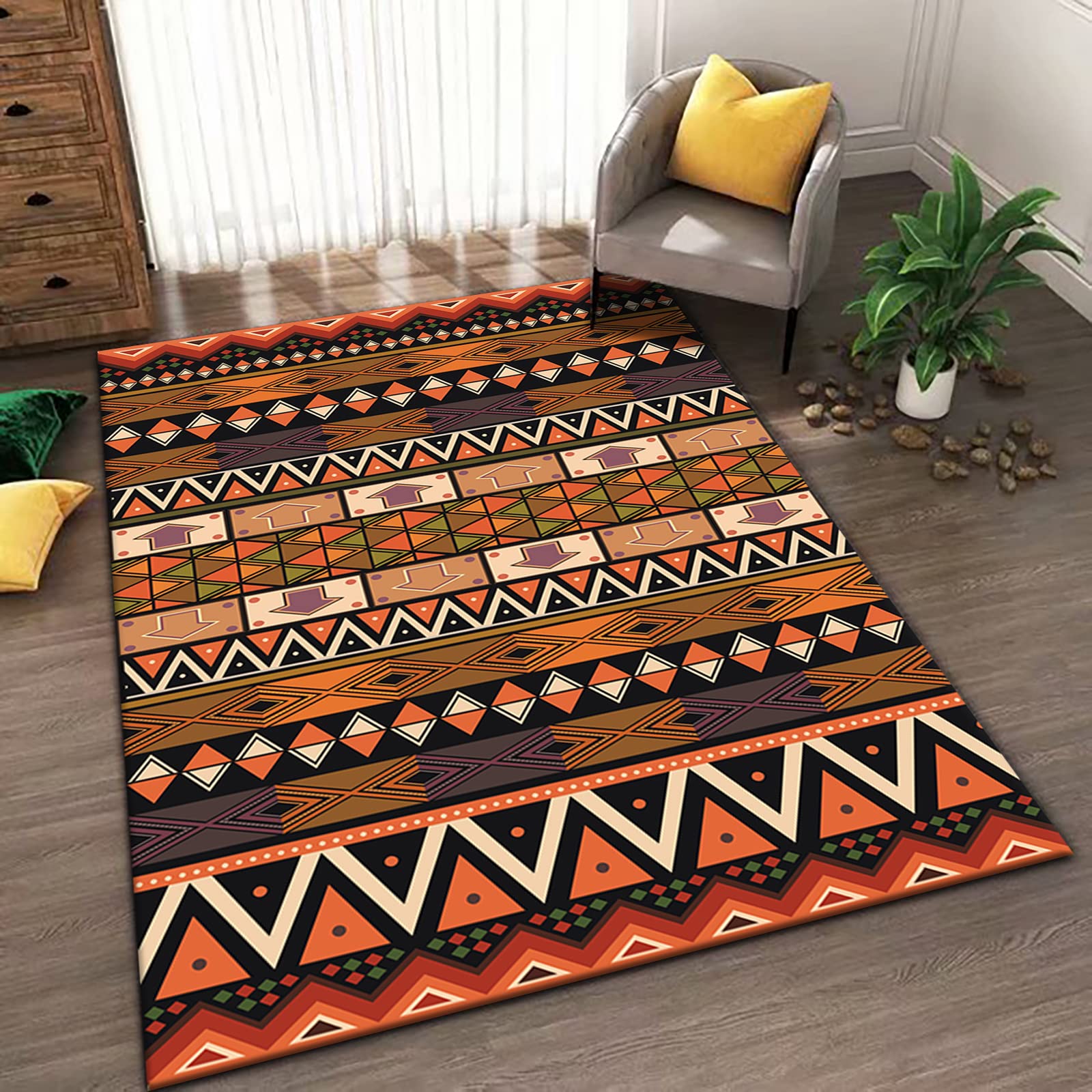 Tapis antidérapant à poils longs géométrique et moderne pour salon