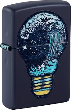 Zippo Black Light Toxic Waves Design Navy Matte Pocket Lighter