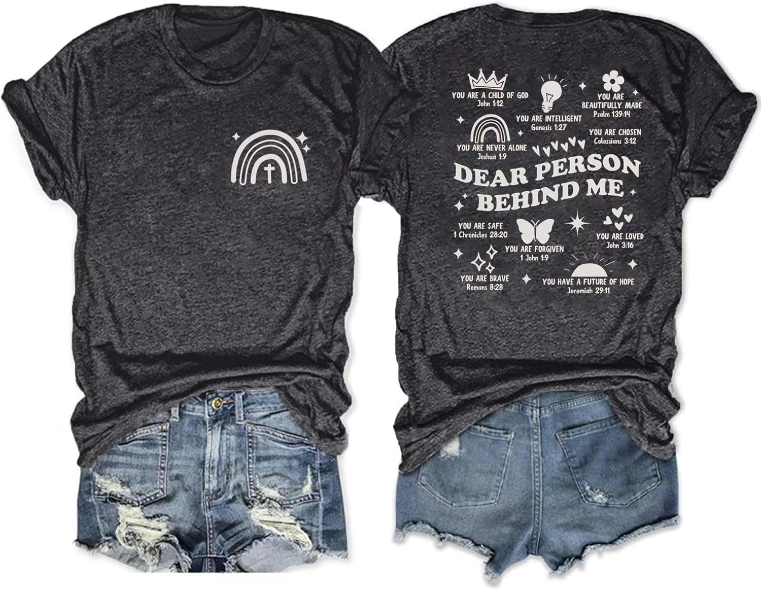 Christian Bible Verse T-Shirt Women Vintage Jesus Faith Tee Casual Religious Graphic Tops Shirt