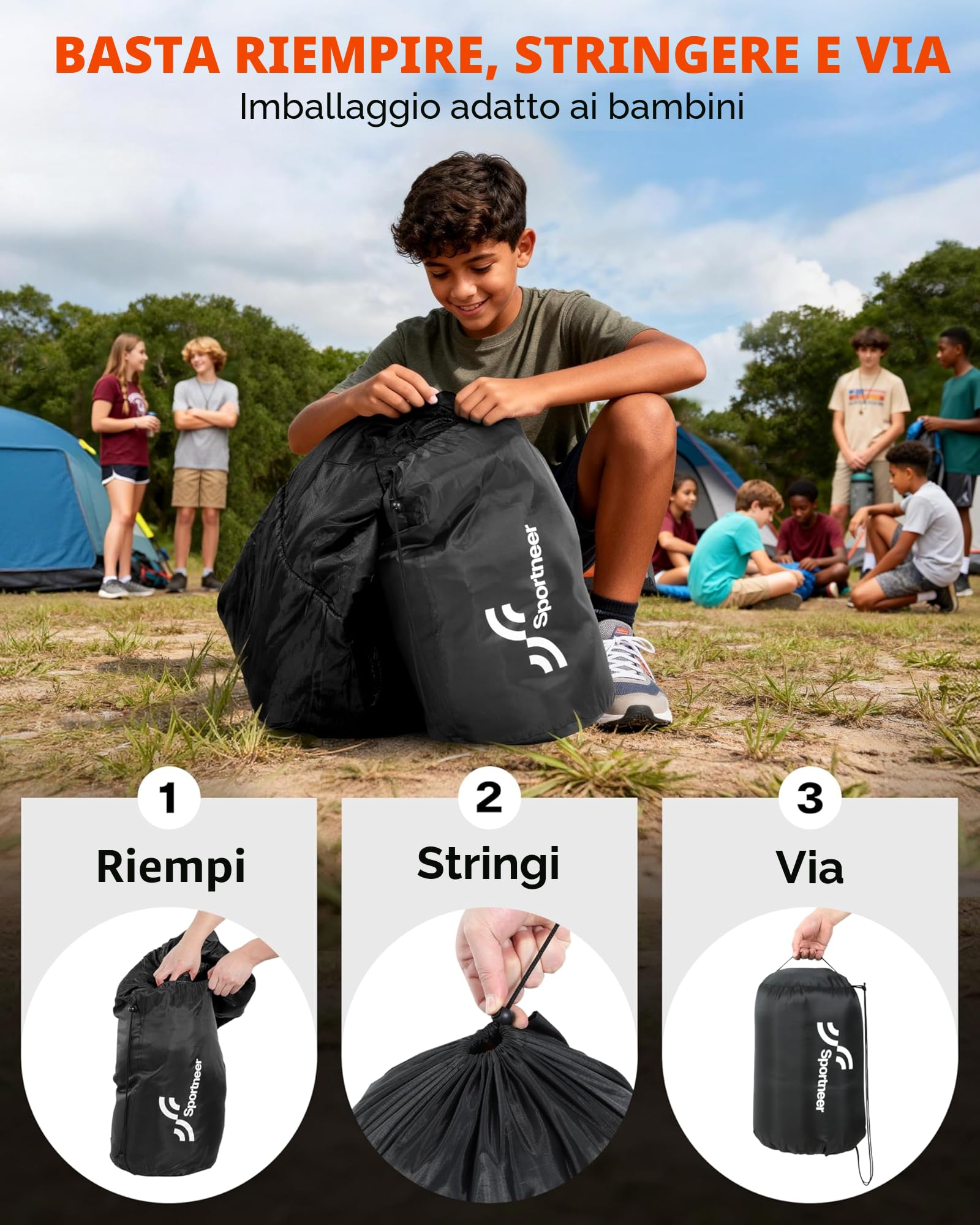 Sacco a pelo per esterni, sportivo, per adulti e bambini, sacco a pelo da campeggio, per escursioni, viaggi con zaino