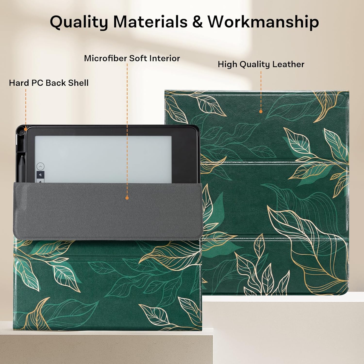 CoBak Stand Case for Kindle Scribe - Premium Folio Leather Cover with Pen Holder, Auto Sleep/Wake - Compatible with 10.2 Inch Kindle Scribe (2022/2024 Release)