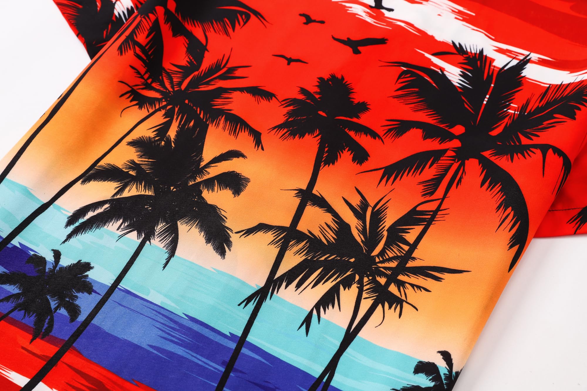 Cromoncent Camicia hawaiana per ragazzo e uomo, a maniche corte, colletto cubano, tropicale, estate, spiaggia, Aloha Rosso, 4XL