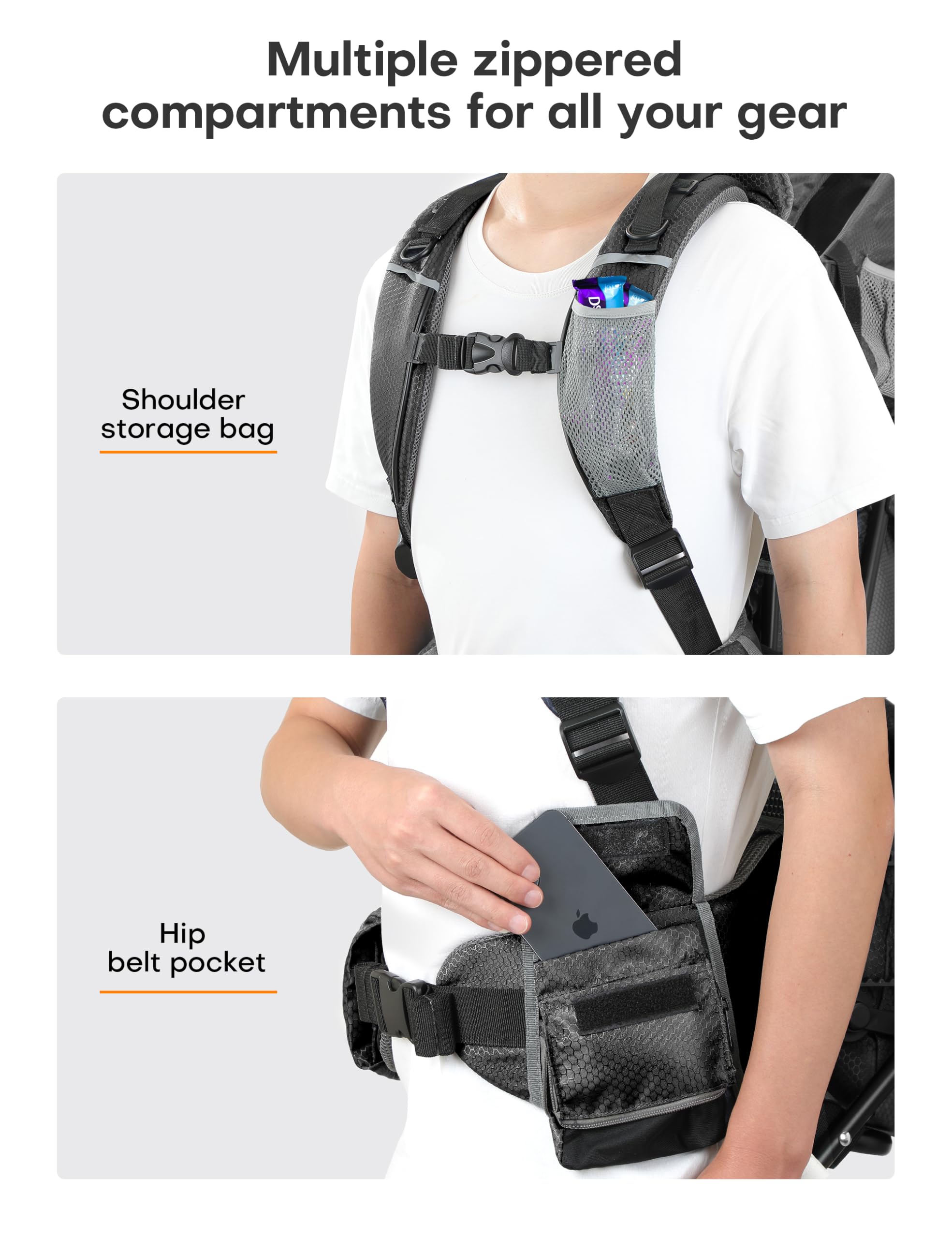 besrey Mochila portabebés, portabebés ergonómico, mochila de senderismo segura para niños pequeños con gran espacio de almacenamiento, asiento acolchado ajustable para niños