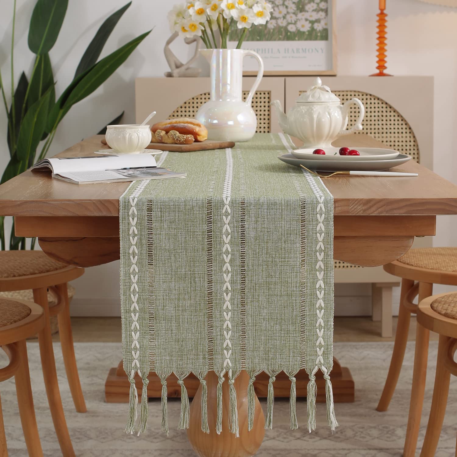Yicorgard Farmhouse Table Runner Rustic Style 13“ x 48”, Braided
