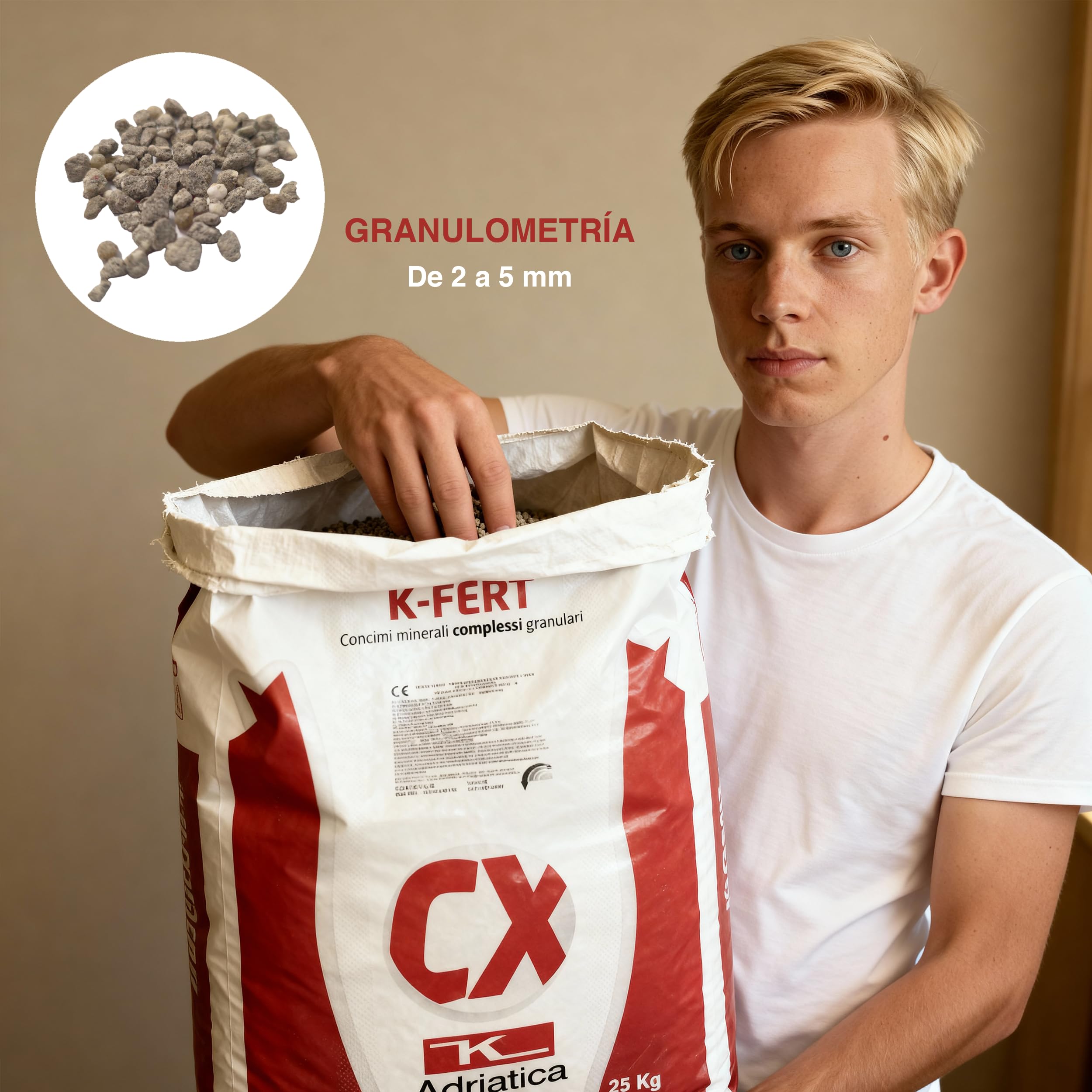 Abono NPK 15-15-15 Granulado | Fertilizante Triple 15 Equilibrado | Uso Universal para Huerto, Jardín y Frutales | Saco 25 kg