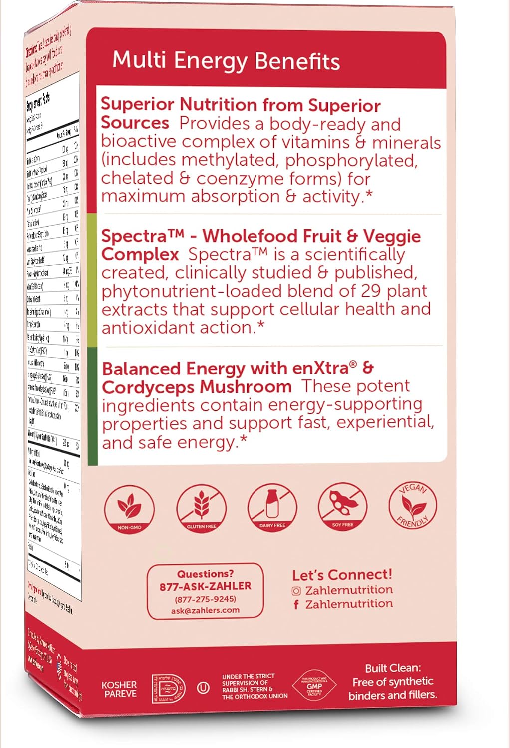 Zahler Multivitamin Energy, Daily Multivitamin +Energy Boosting Support, Multivitamin for Women and Men with Iron, Certified Kosher