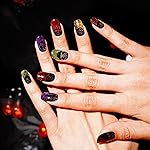 DANNI & TONI Semi Cured Gel Nail Strips Halloween Ghost Cat Eye Gel Nail Wraps Gift for Woman | Spooky Night