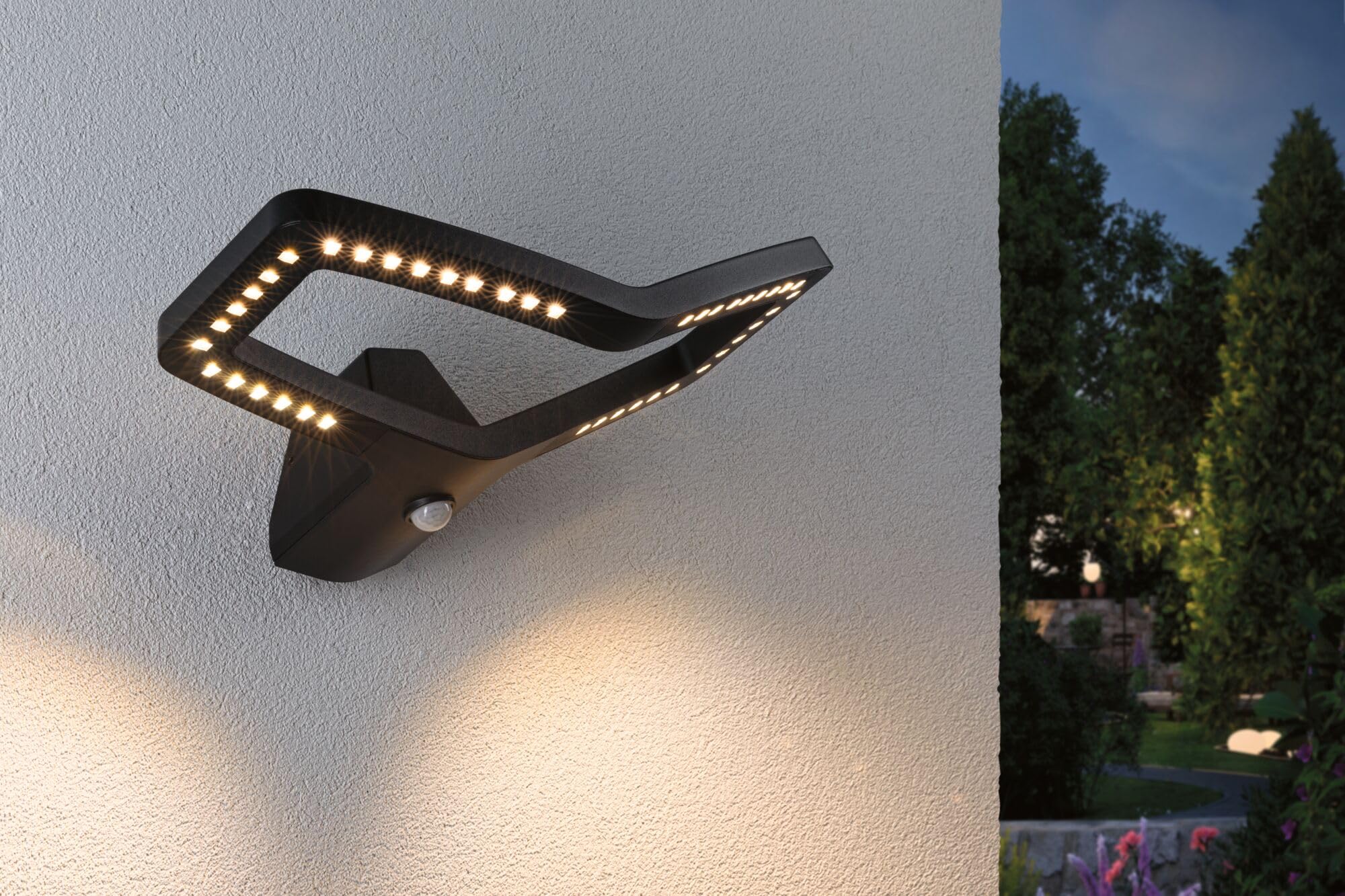 Paulmann 94795 LED Außenwandleuchte Alara Bewegungsmelder IP44 eckig 375x270mm 3000K 10W 600lm 230V Anthrazit Metall
