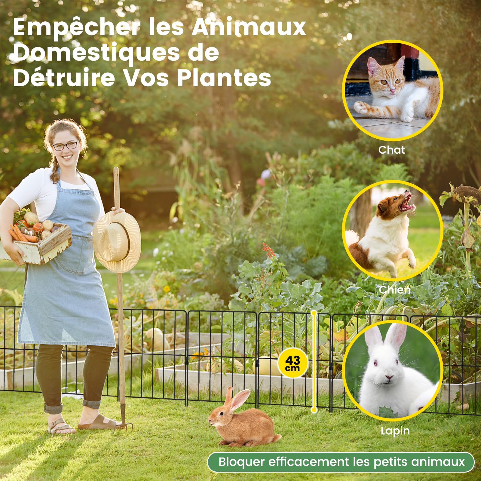 COSTWAY Clôtures de Jardin 25 Pièces Pliable en Métal, Barrière Jardin Exterieur pour Animaux Résistant à la Rouille, Décoratives pour Terrasse Aménagement Paysager, 33 x 60CM
