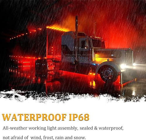 Miniatura 3 de PSEQT Luces LED redondas de 34 pulgadas, luces de posición laterales delanteras y traseras, luces traseras de freno de bala, luces traseras de 12 V