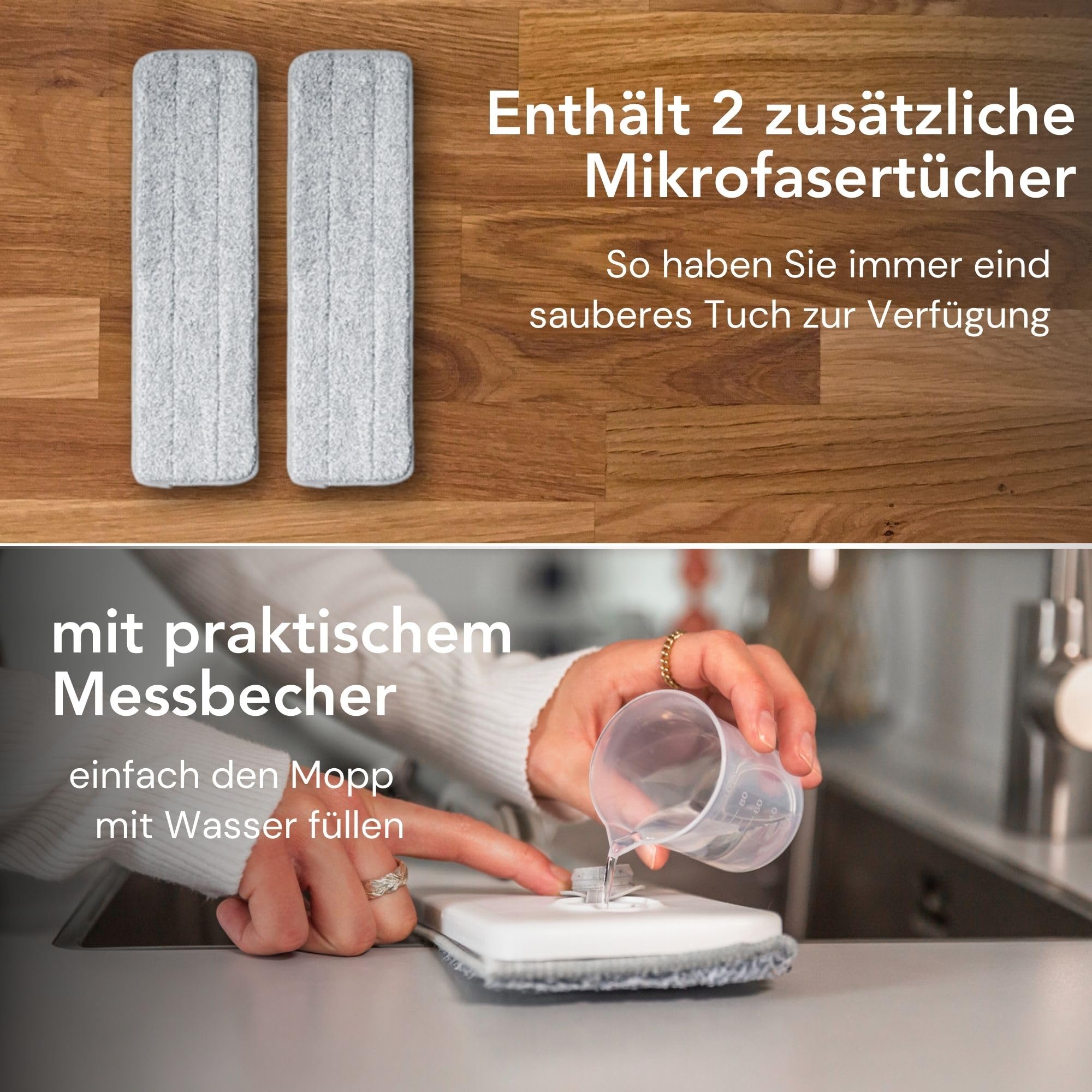 4-in-1 Wischmopp Set mit Eimer, Sprühfunktion, und Auswringfunktion - Mop Set, Bodenwischer