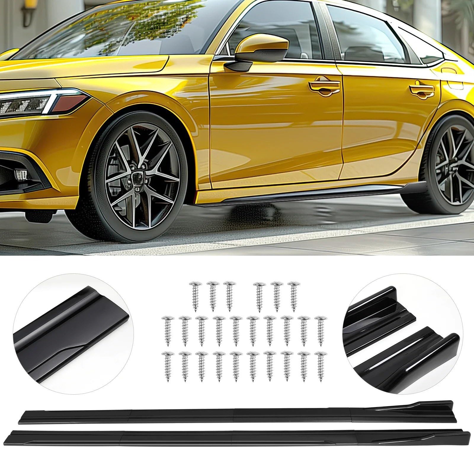 Jupes Latérales pour BMW Série 5 F10 535i 528i Sport 2011-2016 : Kit D'extension De Bas Caisse Universel 86,6" avec Aileron