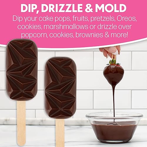 Miniatura 5 de Sweet Shoppe Obleas derretidas con sabor a chocolate oscuro, obleas derretidas con sabor a chocolate Dar para sumergir, hornear y fuentes de