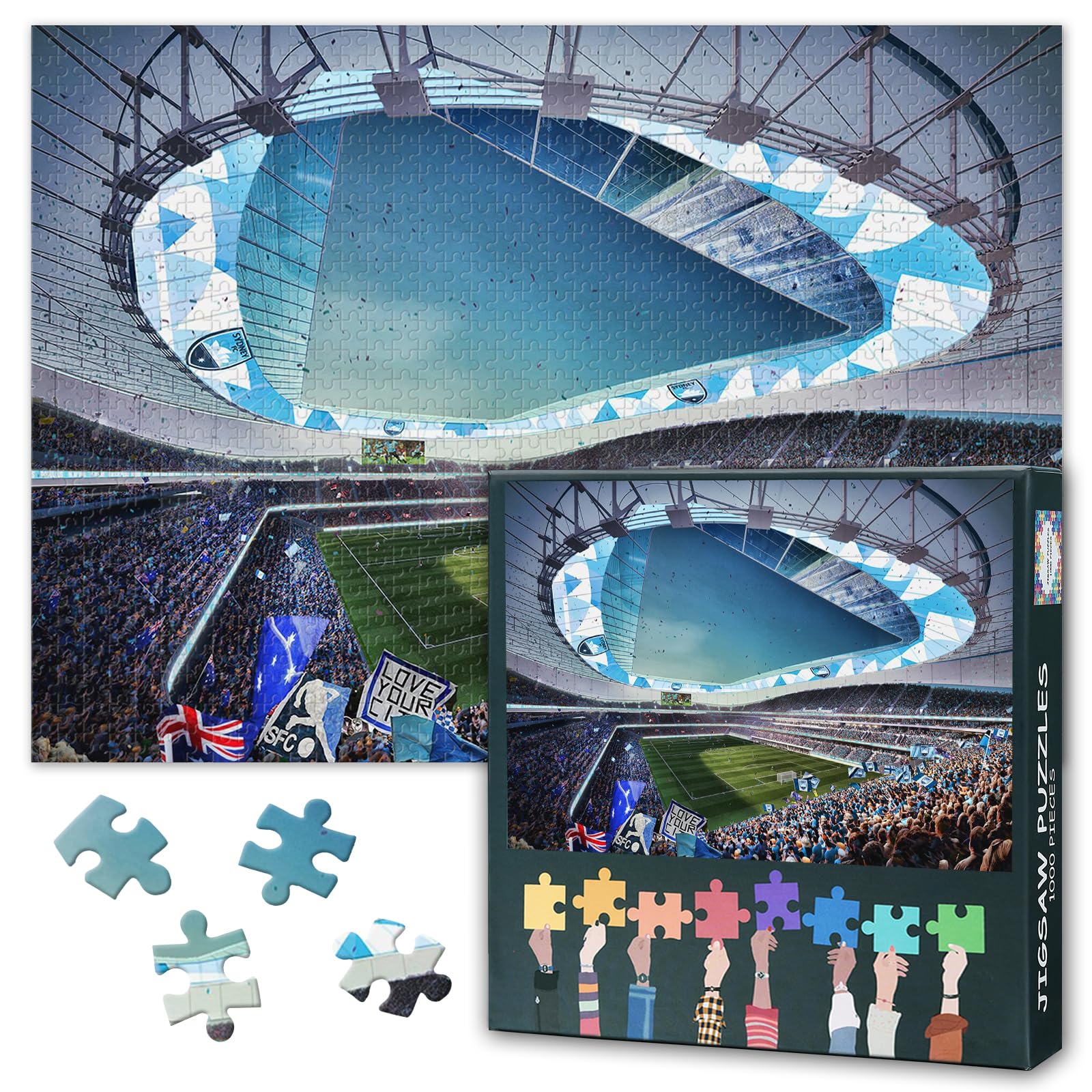 1000 Pieces Jigsaw Puzzles - Allianz Stadium,50x70cm Challenging Puzzles for Adults,Soccer Football Sydney FC Stadium Puzzle Home Decor & Family Board Games