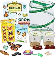 Vista 1 de Kit de jardín de mariposas Insect Lore con orugas vivas – Cría 10 mariposas Painted Lady - Actividad de aprendizaje STEM, hábitat con diario