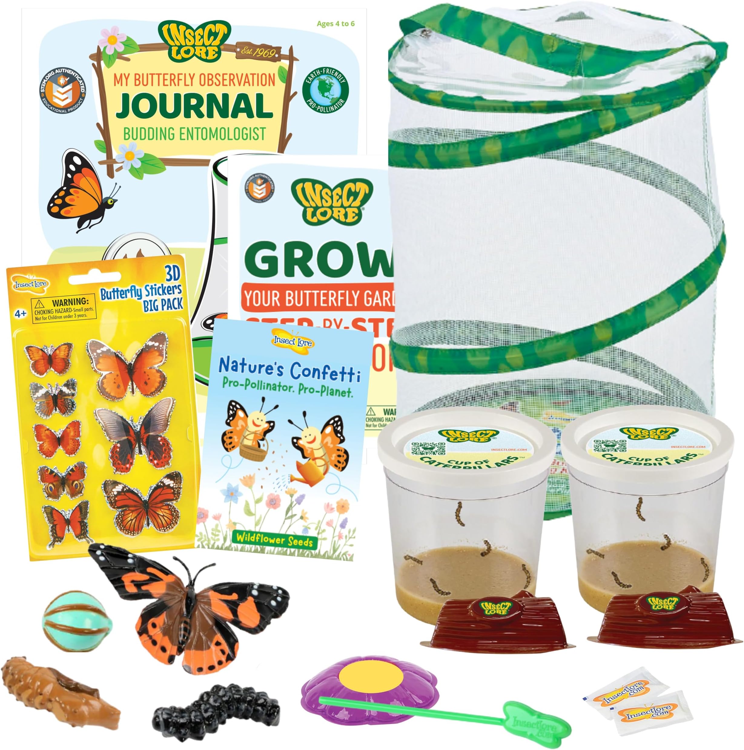 Insect Lore Butterfly Garden | 10 Live Baby Caterpillars | Habitat, STEM Jour...