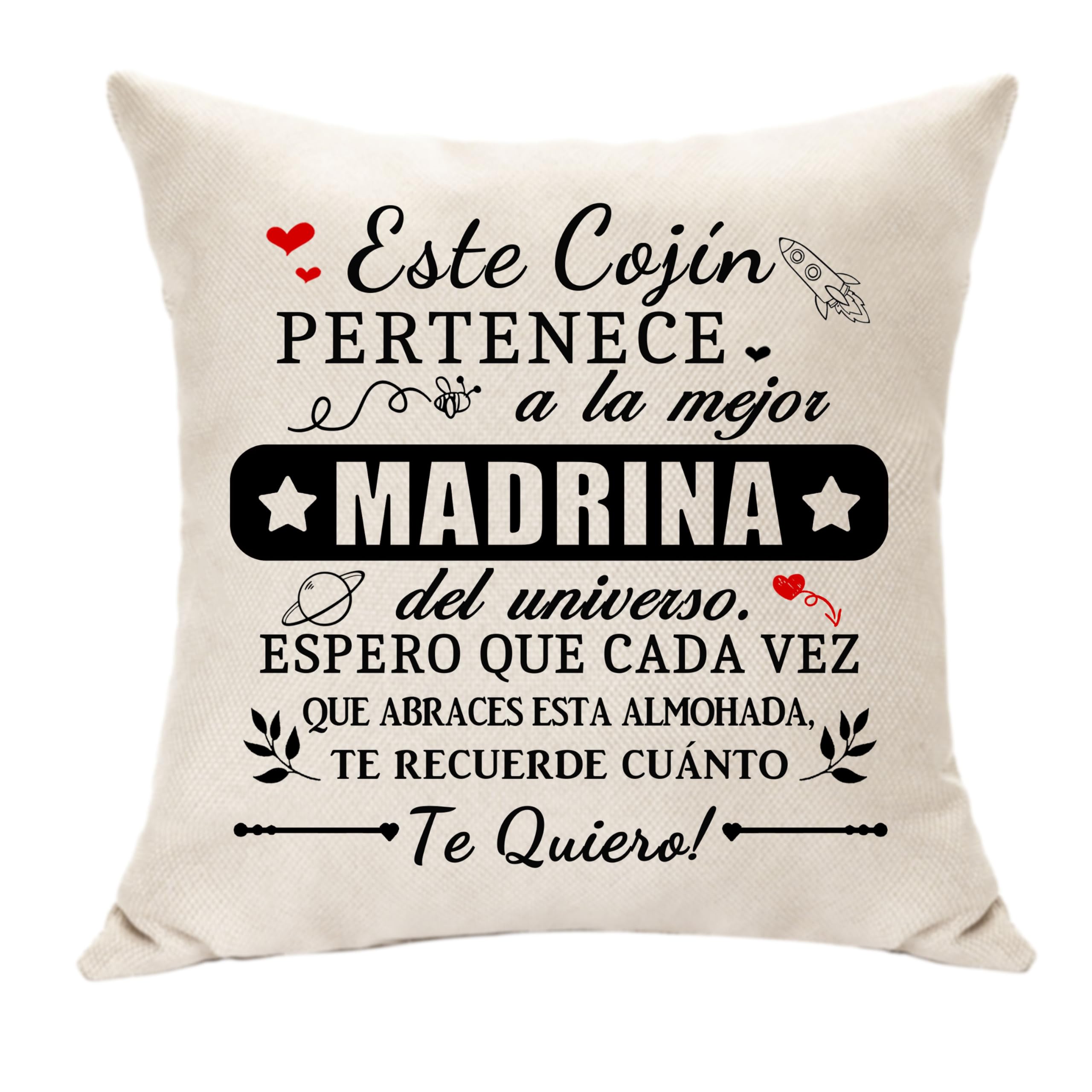Hasodeo Regalos de Madrina Funda de Cojín Decorativa 45x45 cm - Mejor Madrina del Universo - Original Regalos para Madrina Bautizo Regalos de Cumpleaños (Madrina)
