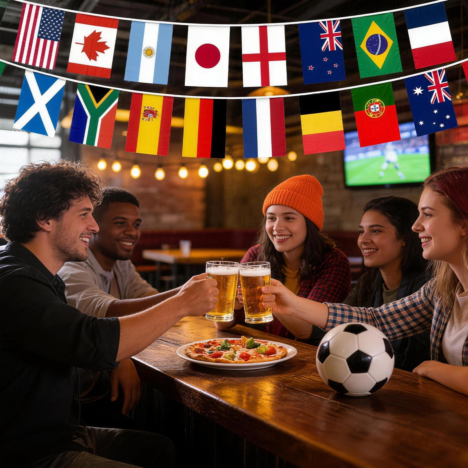2 Pack World Cup Football 2026 Flags Bunting for World Cup Party Decorations 36ft/11m, Double Sides Flags Bunting for World Cup Football Bar Club Garden Street Decor - 5