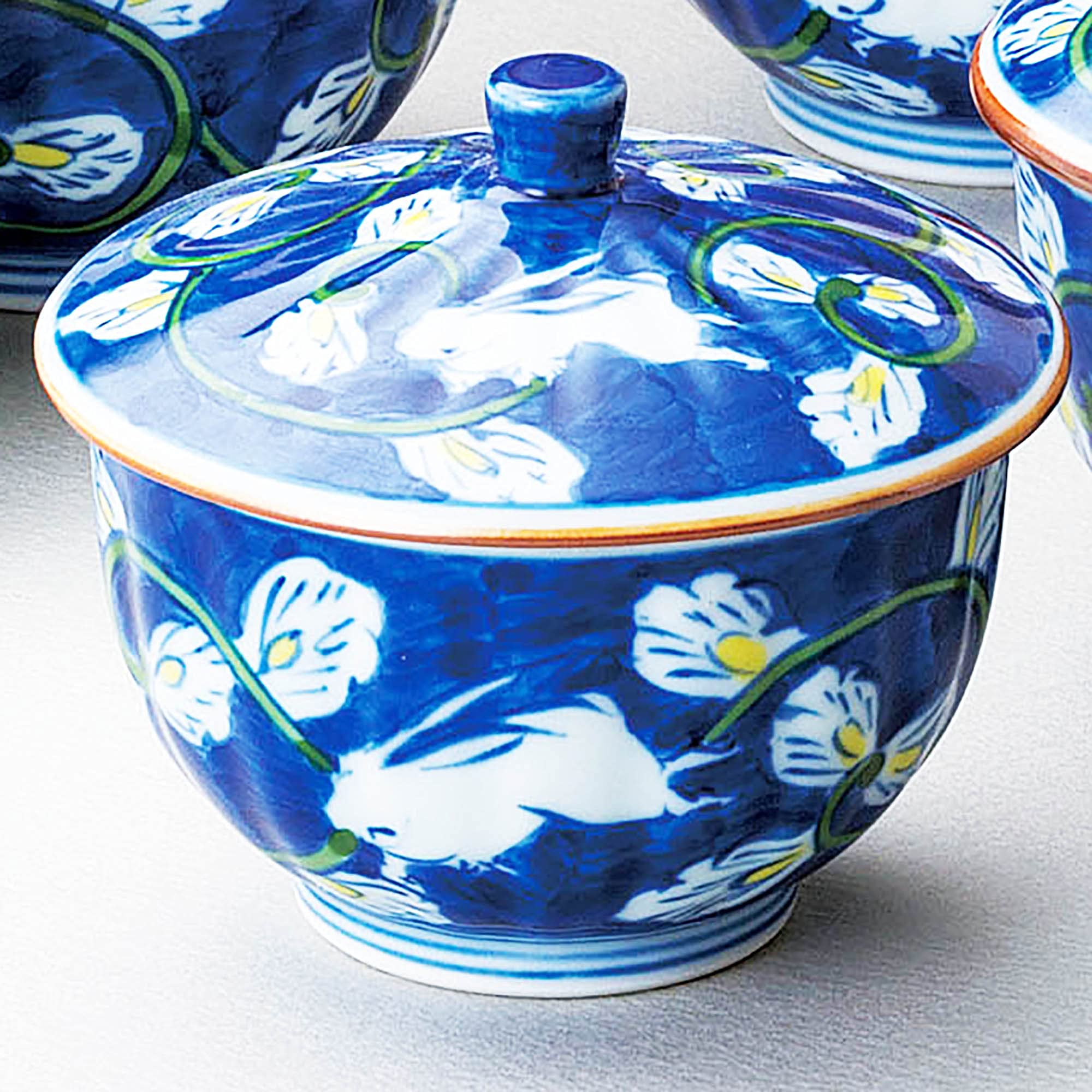 ?? Kousho Kiln Color Rabbit Arabesque Drawing Assortment Ht