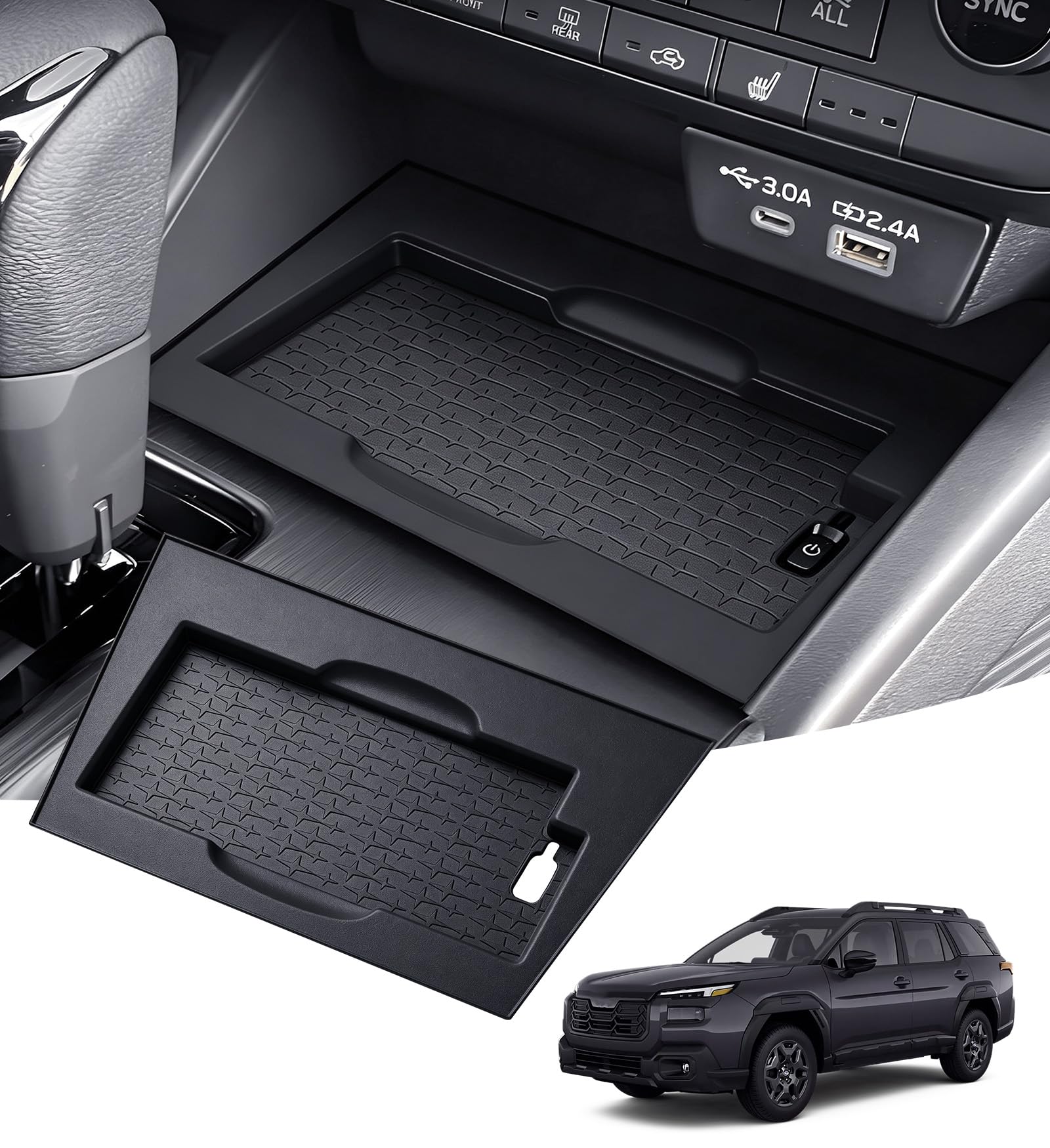 Wireless Charging Protective Mat for Subaru Outback 2026, Interior Accessories Center Console Silicone Anti-Slip Wireless Charger Cover Pad Protector for 2026 Outback, Black
