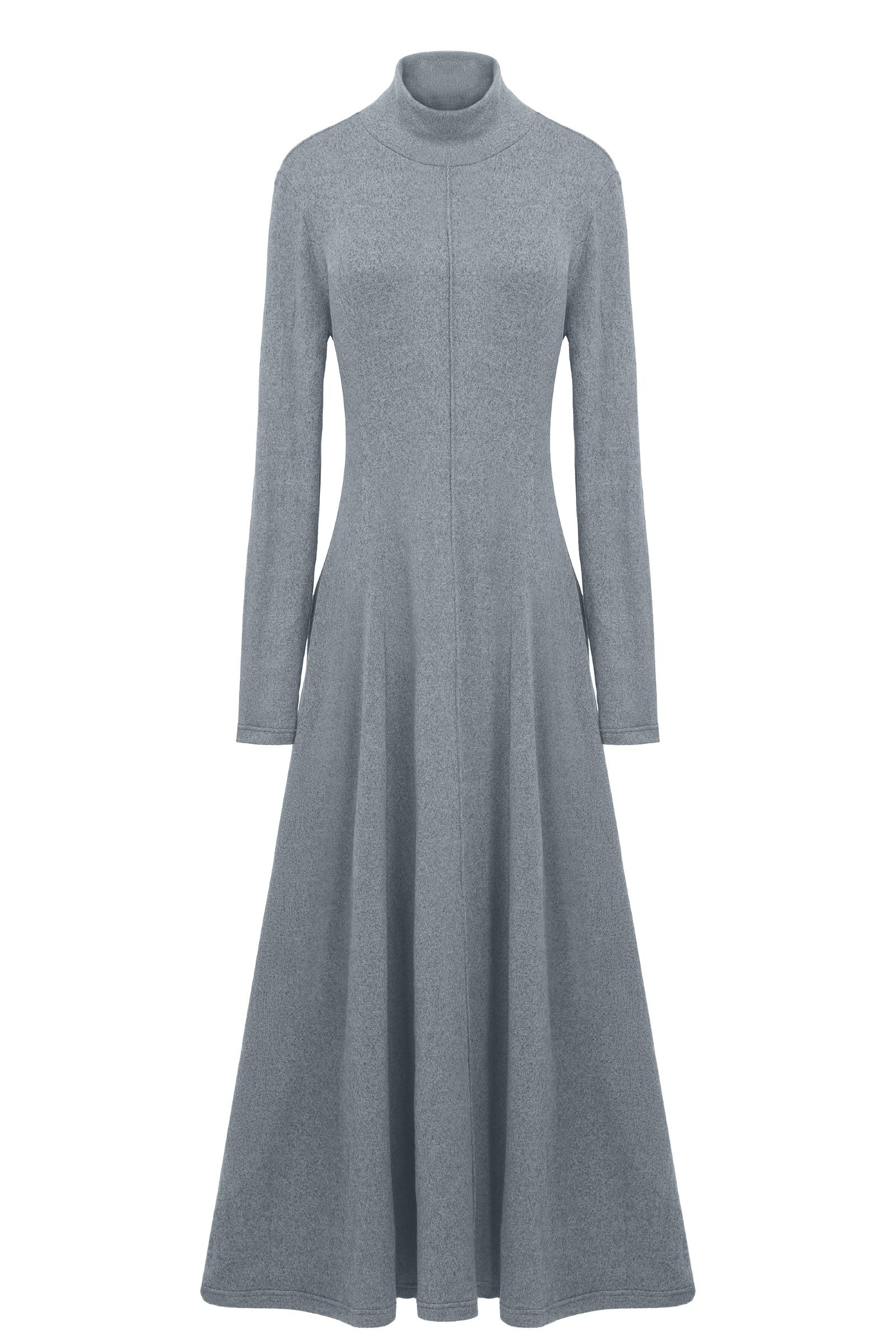 GRECERELLE Robe longue pour femme à col roulé et manches longues pour l'automne et l'hiver - Élégante et décontractée - Pour le travail, les rendez-vous galants, le salon - Robe longue extensible avec