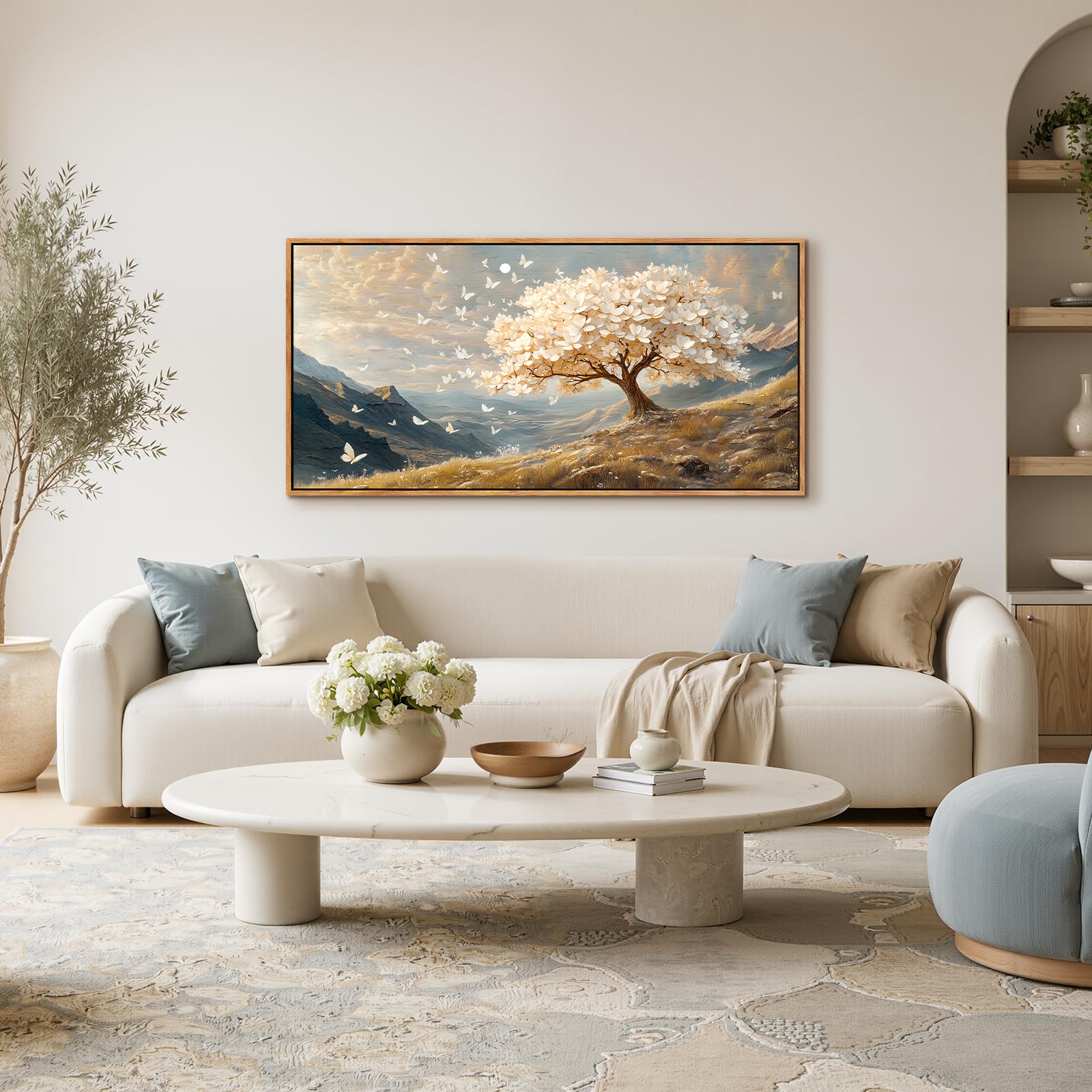 SERIMINO Bilder mit Rahmen Baum des Lebens Gemälde Wohnzimmer 50x100 cm