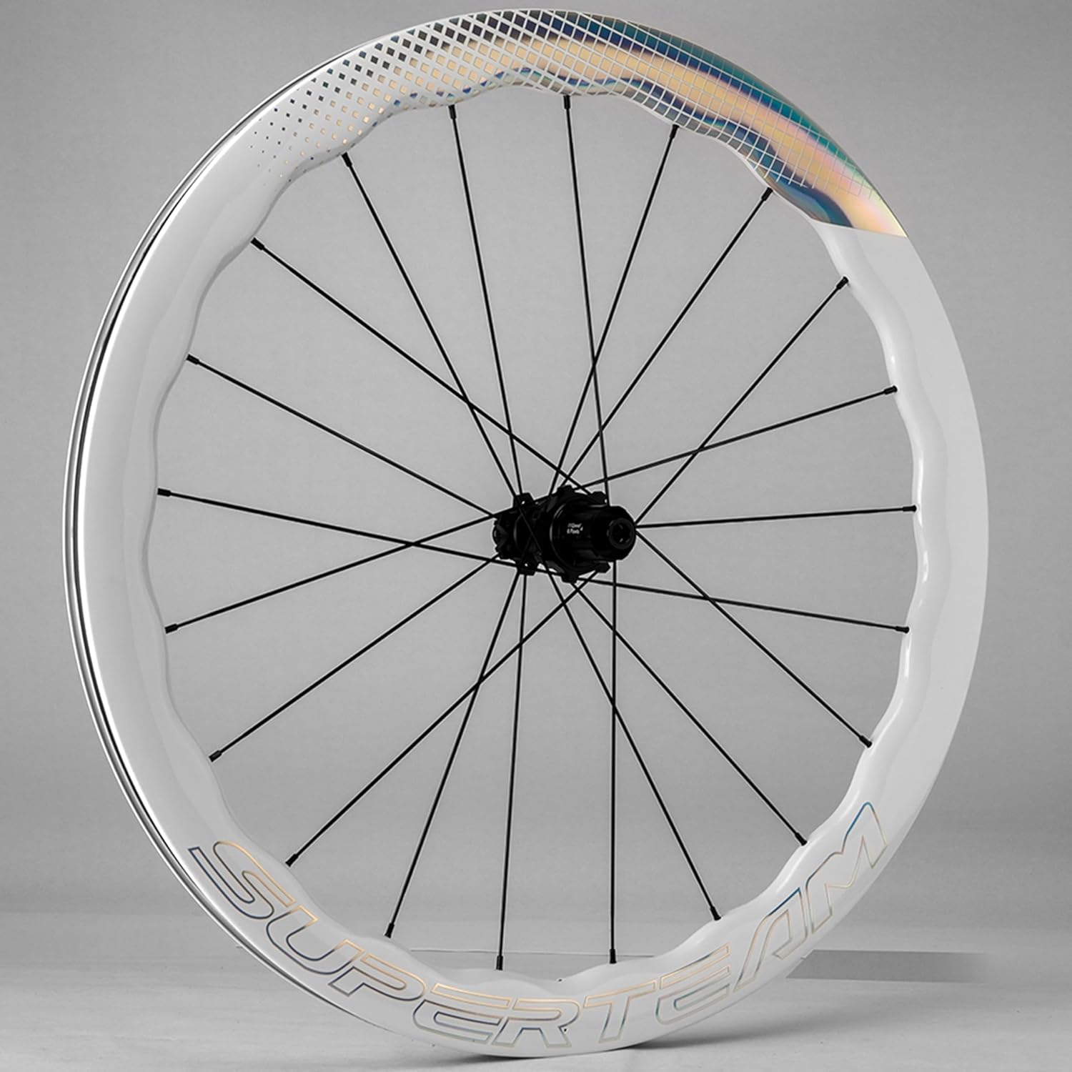 SUPERTEAM 50CU-28-CC Carbon Disc Brake Wheelset Road Bike 700c Tubeless Wheels White Painting