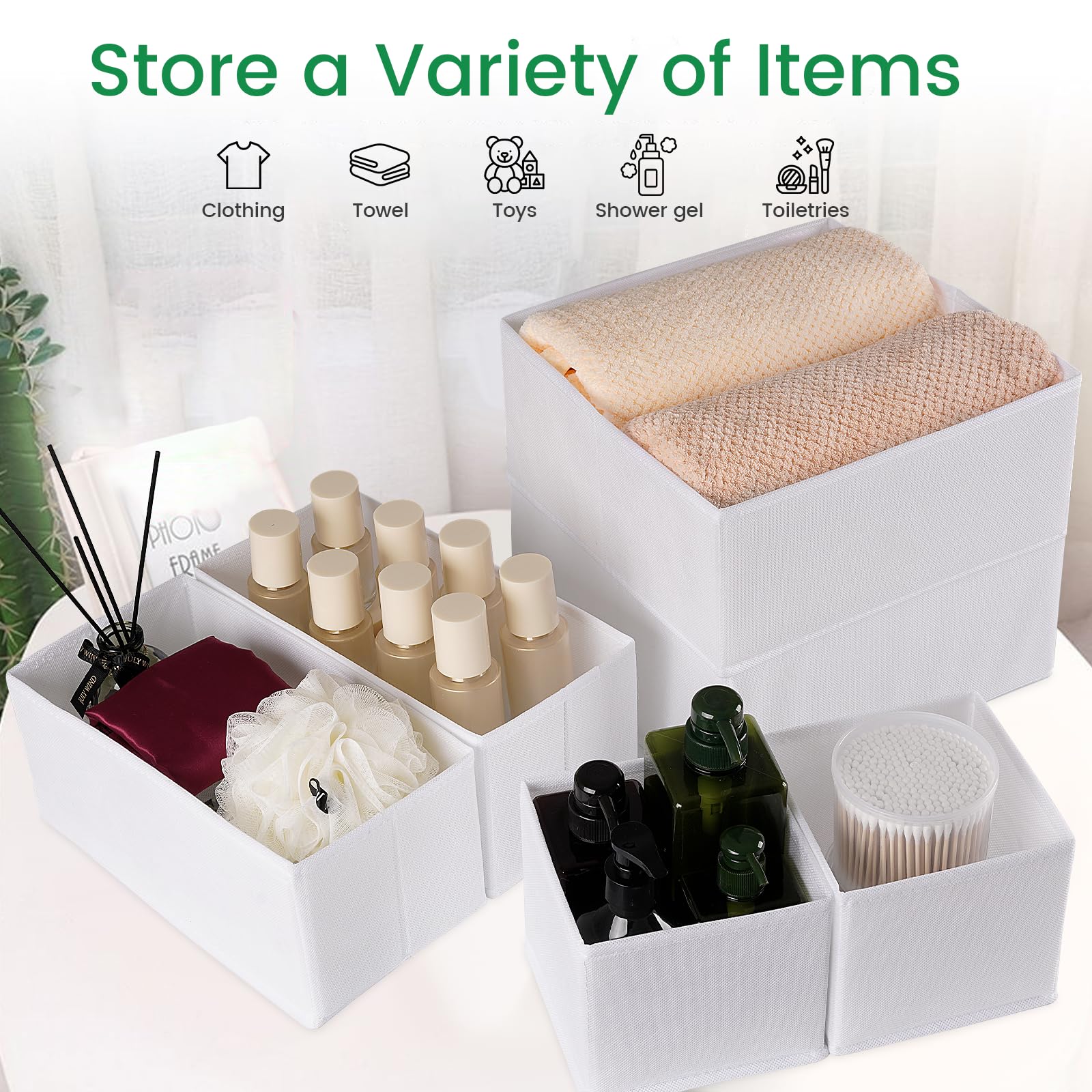 Criusia 16 Stück Unterwäsche-Schubladen-Organizer, Schubladen-Organizer, Kleidung, faltbare Stoff-Aufbewahrungsbox, Schrank, Kommode, Schublade, Trennwand für Kleidung, Schals (weiß)