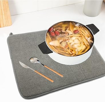 2 Pack Microfiber Dish Drying Mat,Absorbent Dish Drainer Kitchen Counter,Super Absorbent Dish Drying Pads 2015 Inch Grey