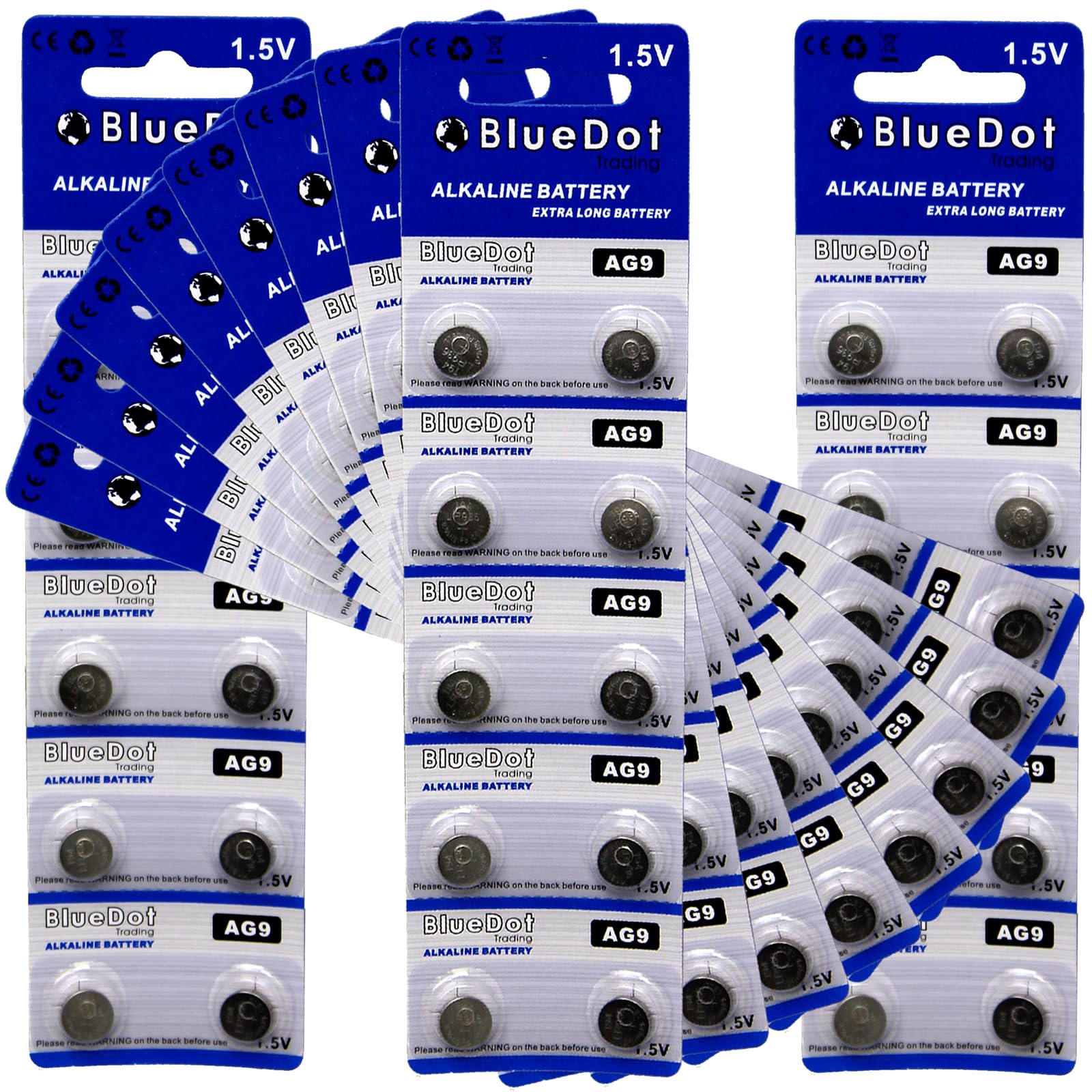 BlueDot Trading Batterie alcaline a bottone AG9, SR45, SG9, LR45, ideali per apparecchi acustici, orologi, calcolatrici, termometri e altro ancora, quantità 20 pezzi