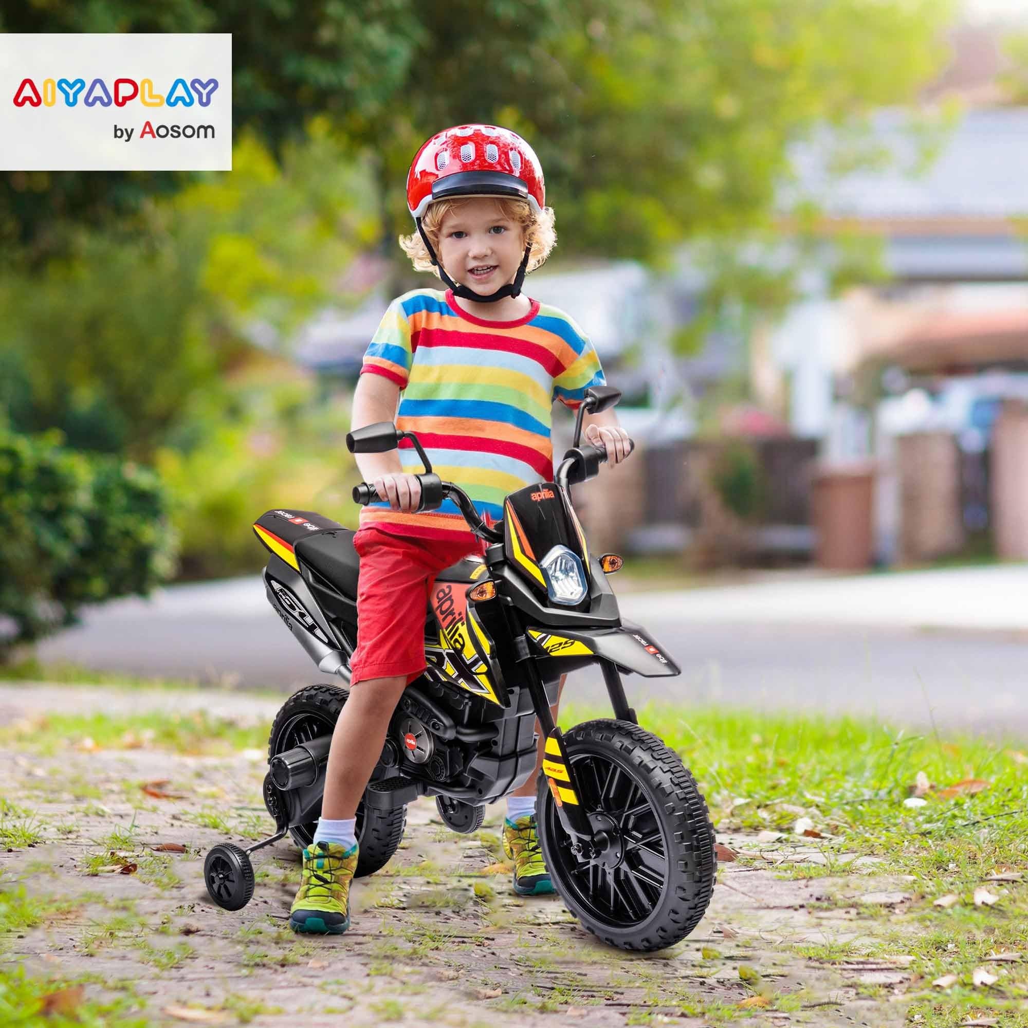 AIYAPLAY 12V APRILIA Moto Elettrica per Bambini 37-96 Mesi, Giallo