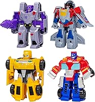 Transformers Heroes vs Villains 4-Pack: Optimus Prime, Bumblebee, Megatron, Starscream 4.5-Inch Converting Robot Toys for Kids 3+