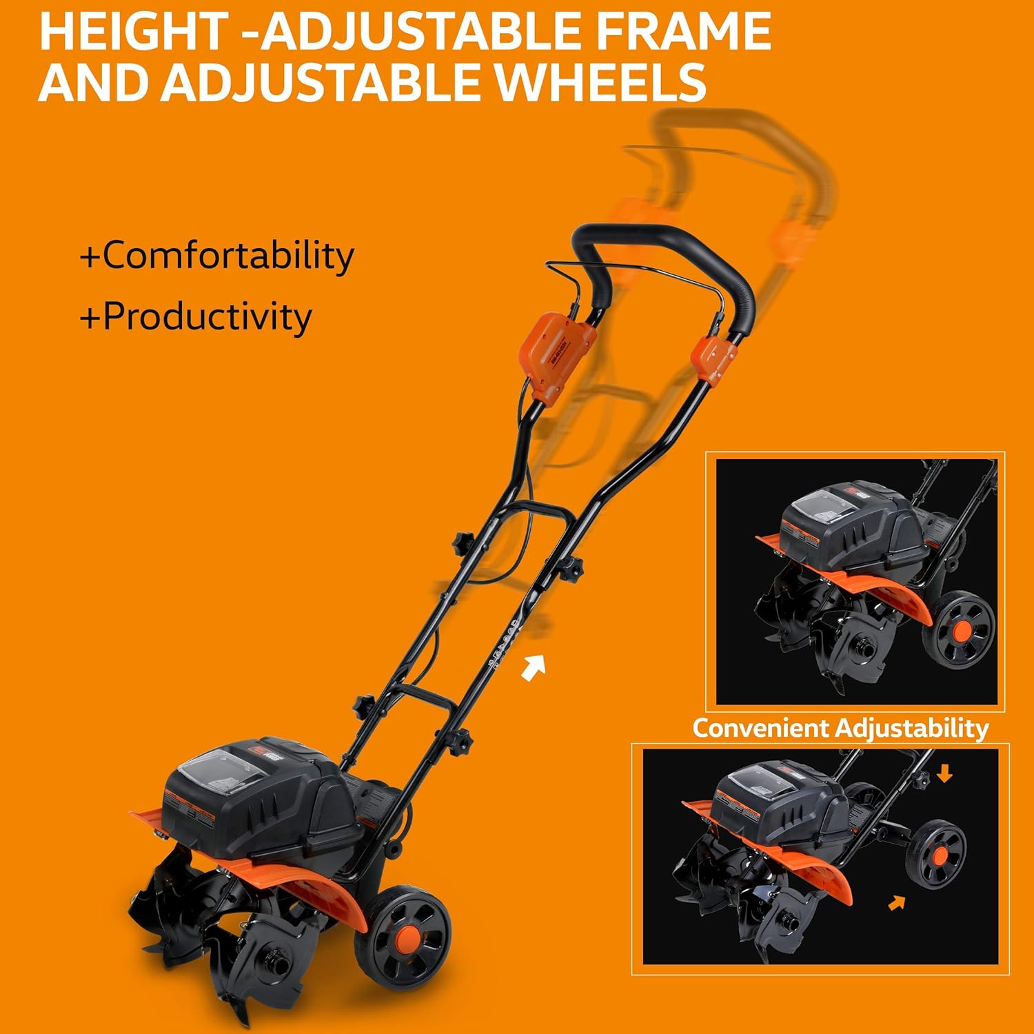 SuperHandy Tiller Cultivator Rototiller Electric Portable 40V 14" Inch Tilling Width 4 Premium Steel Adjustable Forward Rotating Tines for Garden & Lawn, Digging, Weed Removal & Soil Cultivation : Patio, Lawn & Garden