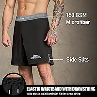 Vista 2 de Elite Sports - Shorts de combate para hombre, color negro, para combates MMA, BJJ, Jiu Jitsu
