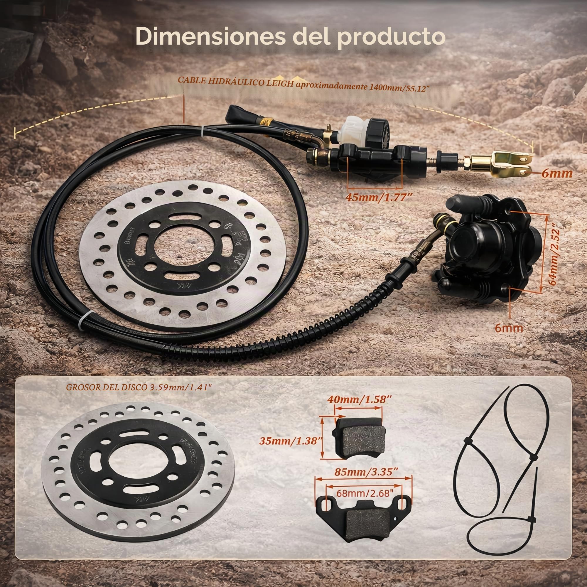 Sistema De Pinza De Freno De Disco Trasero Hidr¨¢ulico Go Kart,Frenos Go Kart, Pastillas Del Sistema De Pinza De Freno De Disco Trasero Rotor De Disco Freno Trasero Cilindro Maestro Conjunto De Pinza